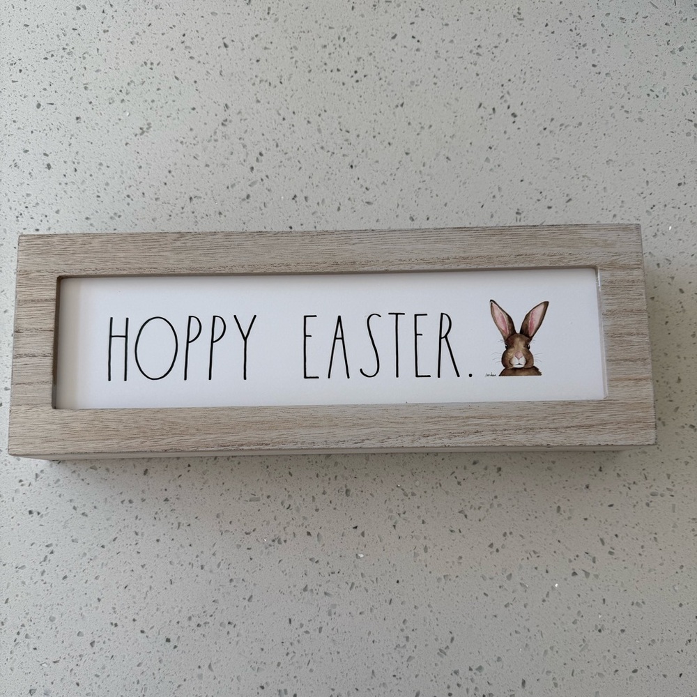 Rae Dunn “Hoppy Easter” Bunny Sign – Easter Decor 🐰🌷